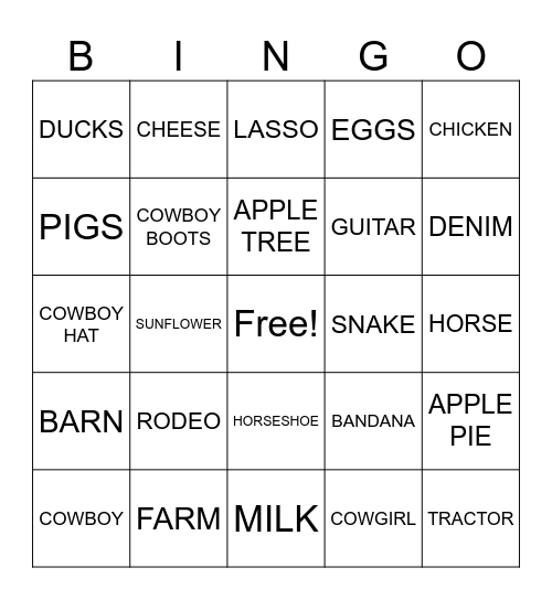 DERK'S PARK COUNTRY BINGO Card