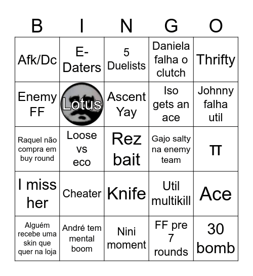 Valorant night Bingo Card