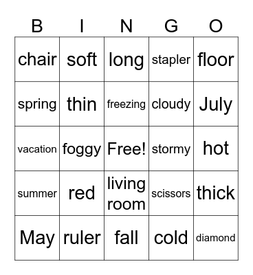 April to July Review Bingo Card