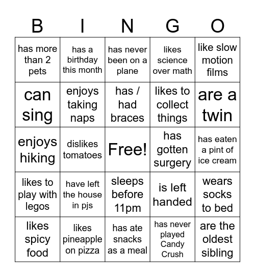 Bingo #2 Bingo Card