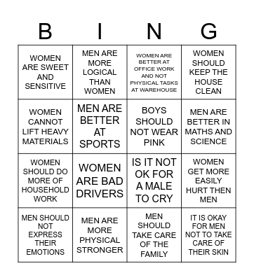 UNCONCIOUS BIAS Bingo Card