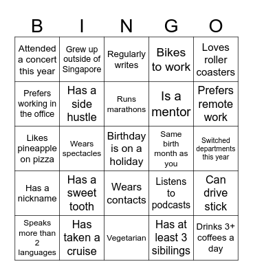 TPL Bingo Card