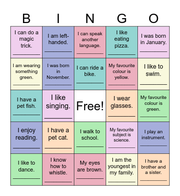 Get To Know You... Bingo Card