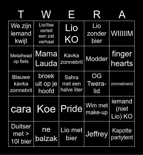 TWERA 24 Bingo Card