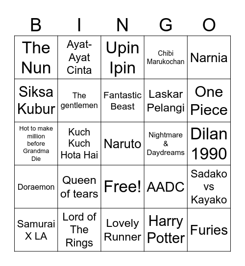 Punya Adnan Bingo Card