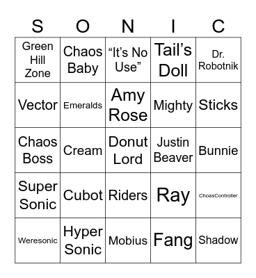 Leo {Round 1} Sonic Bingo Card