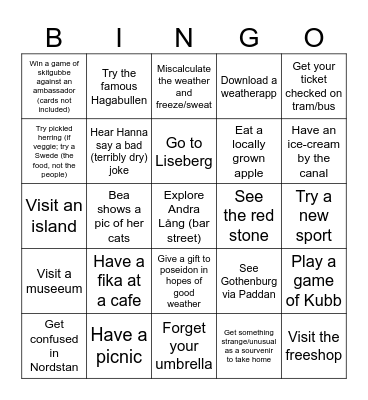 SUMMERSCHOOL BINGO Card