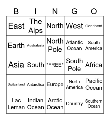 Geography Bingo! Bingo Card