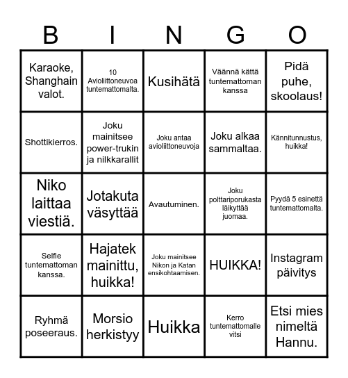 Katan polttaribingo Card