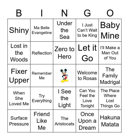 Music Bingo Card