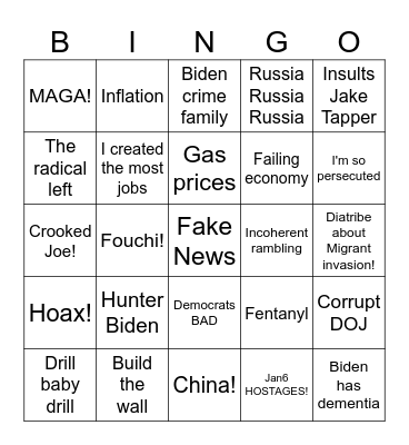 Trump Bingo Card