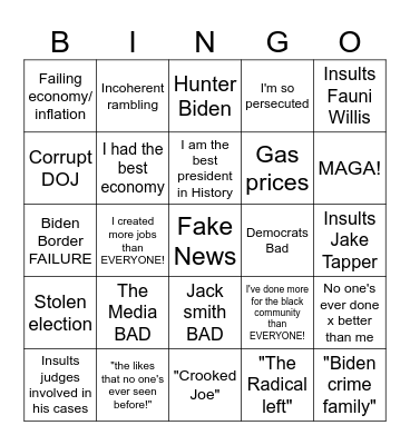 Trump Bingo Card