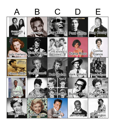 Musical Scavenger Hunt Bingo Card