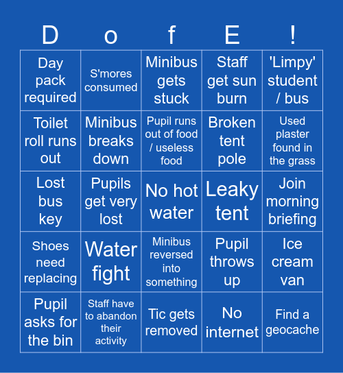 DofE Bingo Card