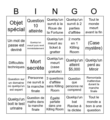 Murder Trivia Party avec la Flamingo Team! Bingo Card