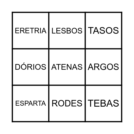 GRECIA ANTIGA Bingo Card