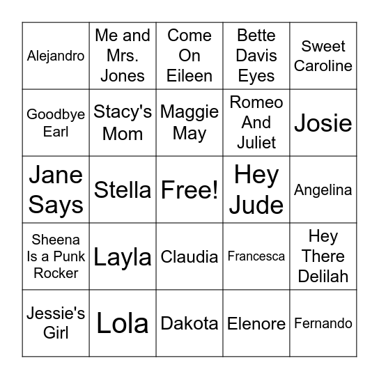 Round 1 - Someone In Particular Bingo Card