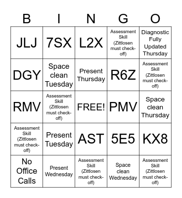 6th Grade Last Week! Bingo Card