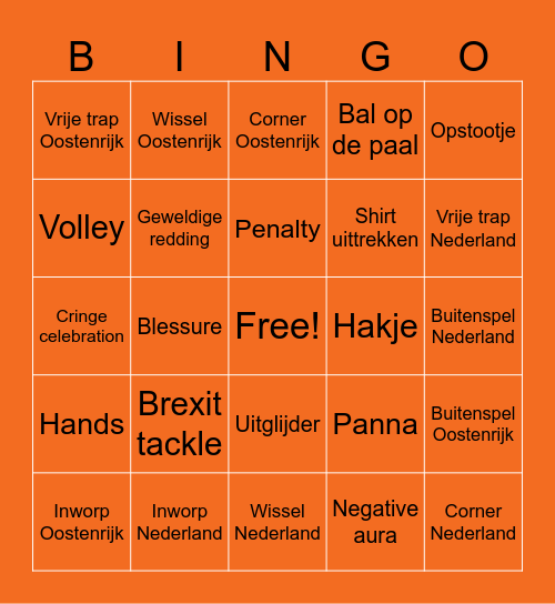 V O E T B A L Bingo Card