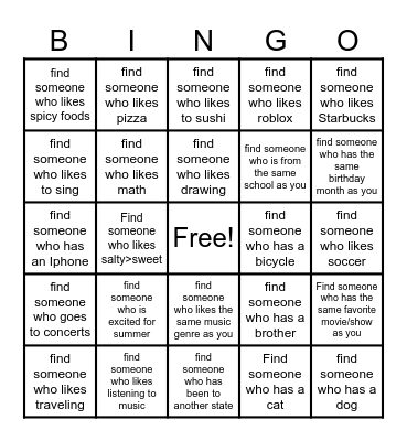 Get to Know You BINGO! Bingo Card