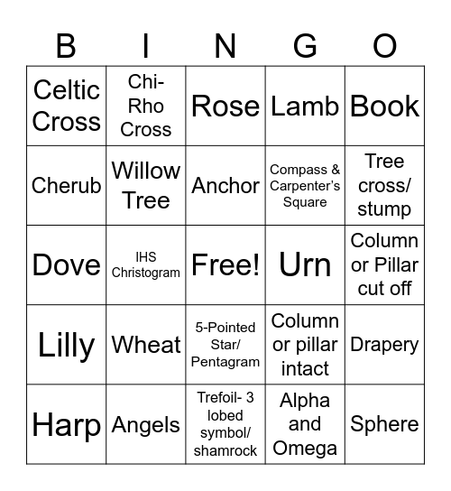 CEMETARY ICONOGRAPHY Bingo Card