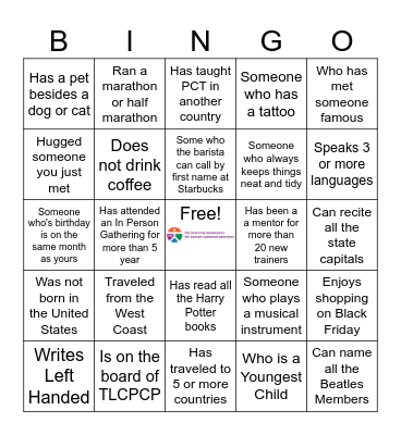 TLCPCP WELCOME 2024 Bingo Card