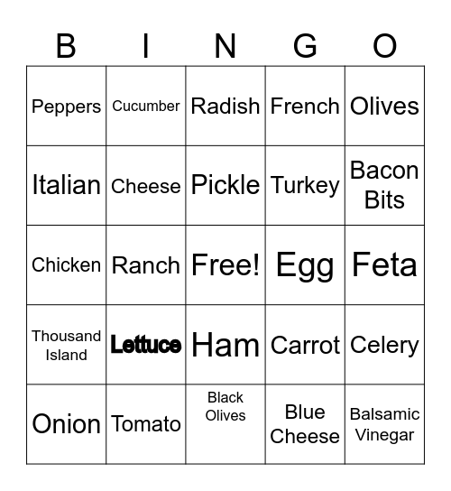 LUNCH Bingo Card