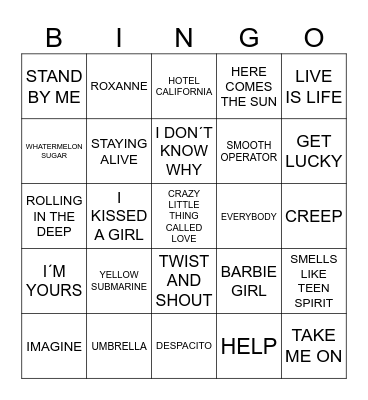 MUSICAL Bingo Card