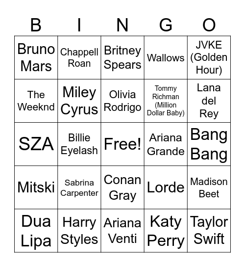 EMF Dining Hall Music Bingo Card