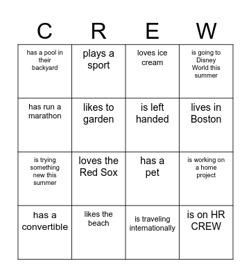 HR Field Day BINGO: Find Someone Who...             NAME: ____________________________ Bingo Card