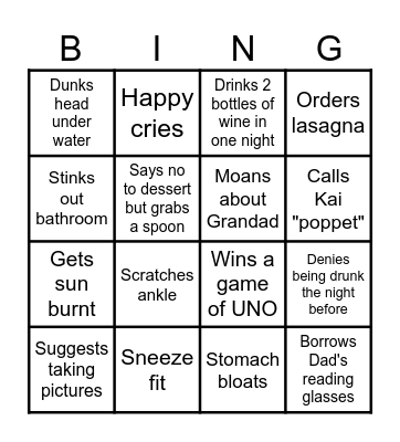 Claz Bingo Card