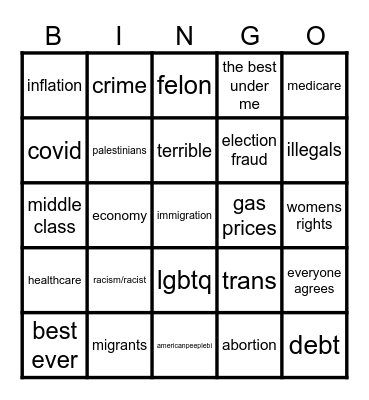 DEBATE NONSENSE Bingo Card