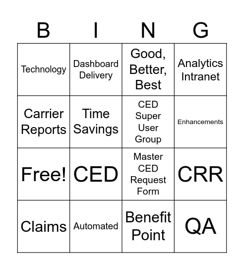CED BINGO Card