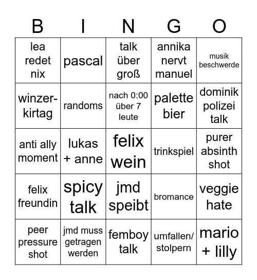 abschluss bingo Card
