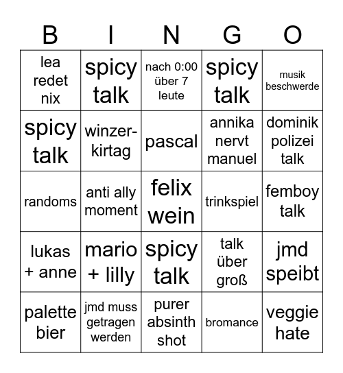 abschluss bingo Card