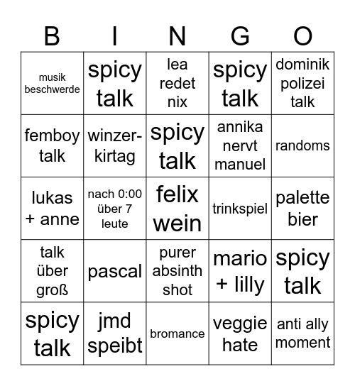 abschluss bingo Card