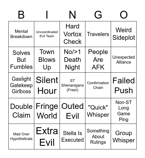 Long Game 17 Bingo Card