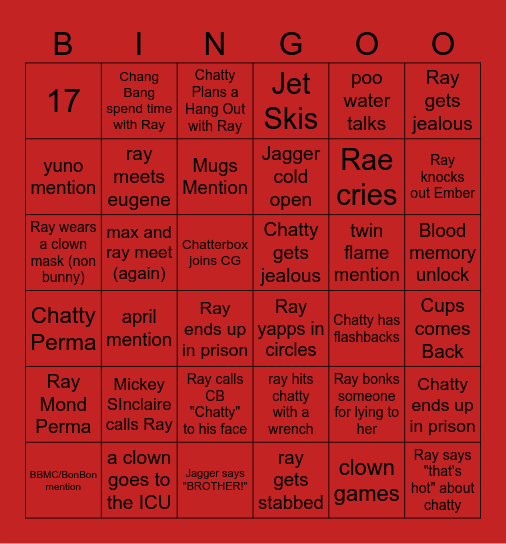 CHATTERCUP'S REUNION Bingo Card