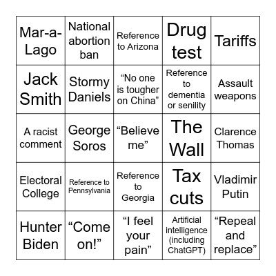 1st Biden-Trump Debate 2024 Bingo Card
