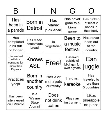 Getting to Know D-CHEA Bingo Card