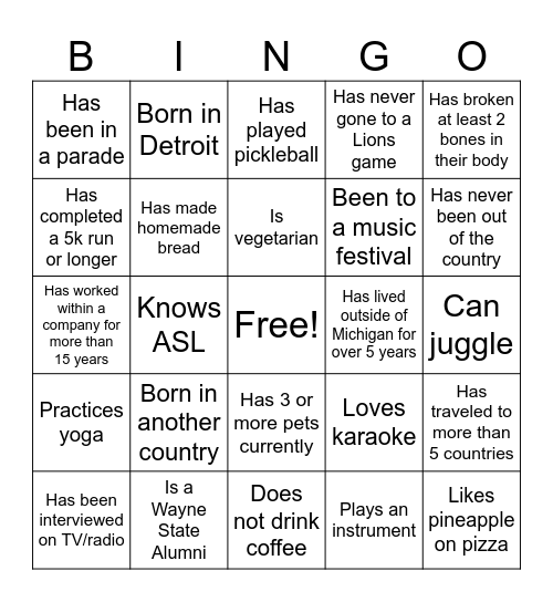 Getting to Know D-CHEA Bingo Card