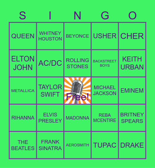 SINGO! Bingo Card