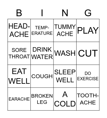 Health and Medicine Bingo Card