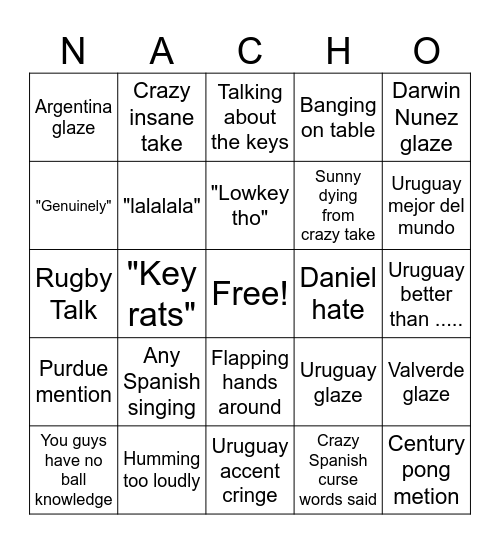 Ignacio Bingo Card