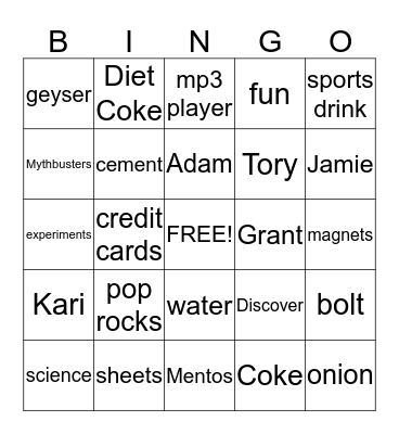 Mythbusters Bingo! Bingo Card