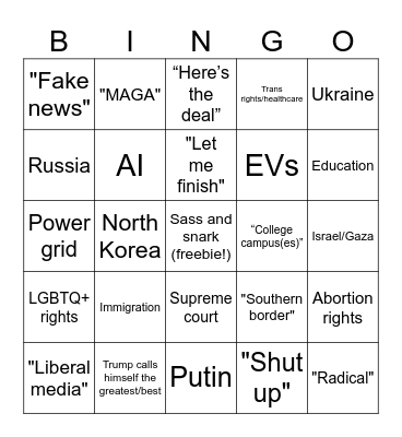 Debate BINGO Card