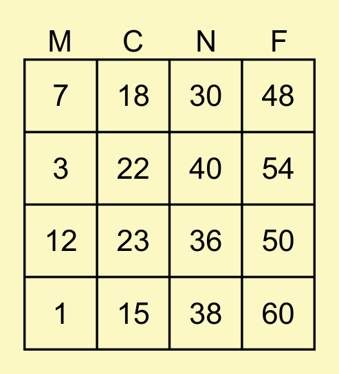 🌞 Bingo Card
