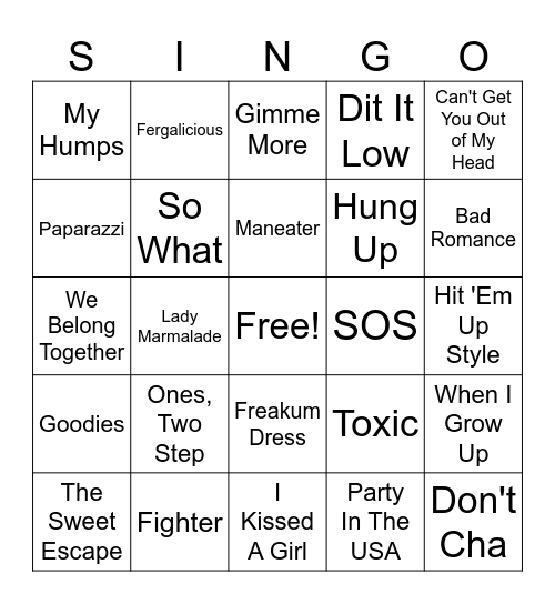 2000's Bingo Card