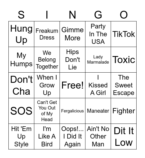 2000's Bingo Card