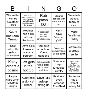 Bingo for 50 Year Olds Bingo Card